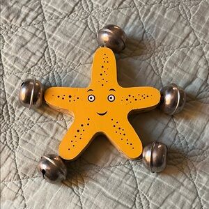 🪸RARE🪸Wooden Starfish Jingle Bell Rattle - Handmade collectible toy